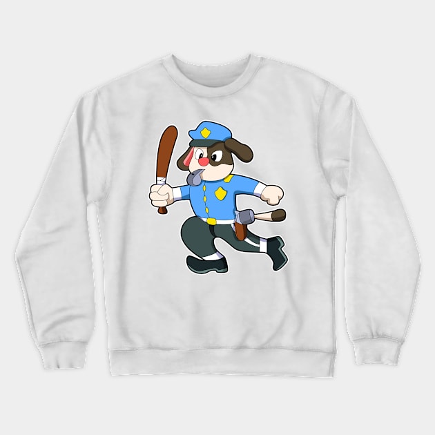 Dog as Police officer with Baton - Police Crewneck Sweatshirt by Markus Schnabel